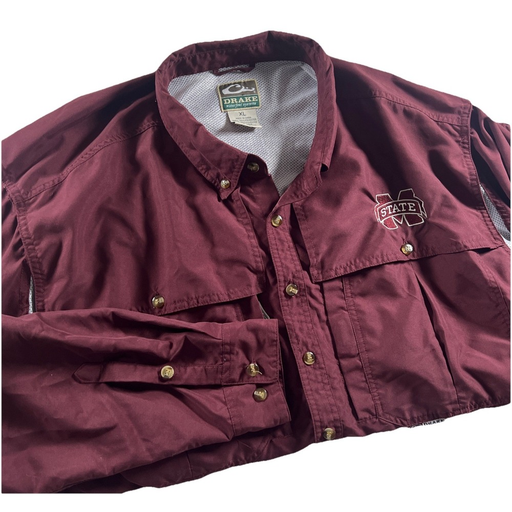 Drake Waterfowl Systems Mississippi State Bulldogs Button Up Shirt size XL Nice‎